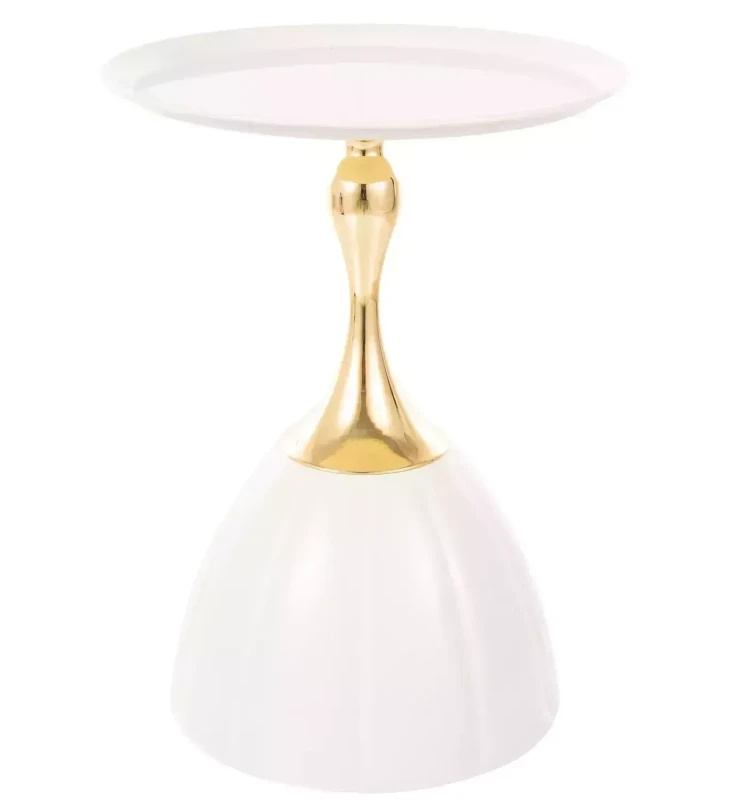 Stolik kawowy Piana okrągły do salonu 38 cm biały/złoty