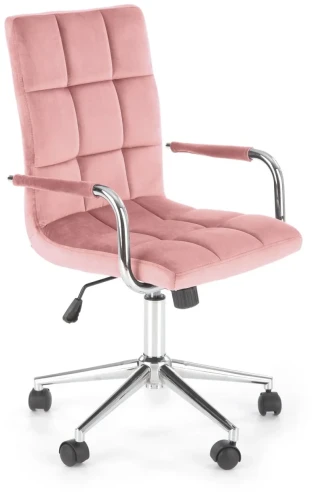 Fotel gabinetowy Gonzo 4 obrotowy do biura różowy velvet