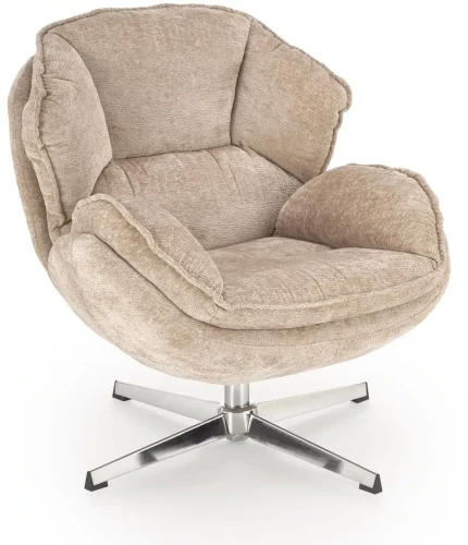 Fotel wypoczynkowy Guido z obrotowym siedziskiem do salonu beżowy