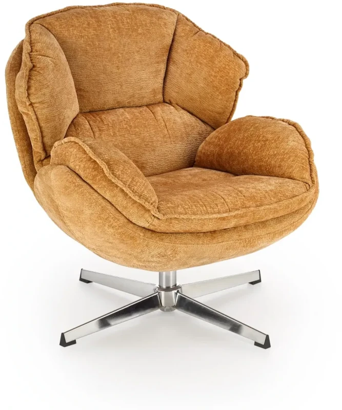 Fotel wypoczynkowy Guido z obrotowym siedziskiem do salonu musztardowy