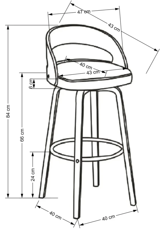 Hoker barowy H110 tapicerowany nowoczesny z oparciem do kuchni kremowy/orzechowy