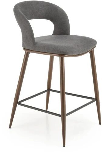 Hoker barowy H114 tapicerowany nowoczesny z oparciem do kuchni popielaty/orzechowy