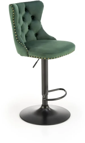 Hoker barowy H117 tapicerowany z oparciem i regulacją wysokości do kuchni ciemny zielony