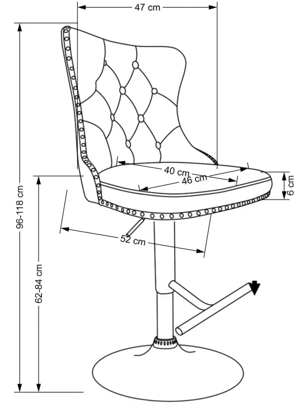 Hoker barowy H117 tapicerowany z oparciem i regulacją wysokości do kuchni ciemny zielony