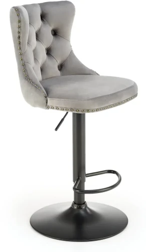 Hoker barowy H117 tapicerowany z oparciem i regulacją wysokości do kuchni popielaty