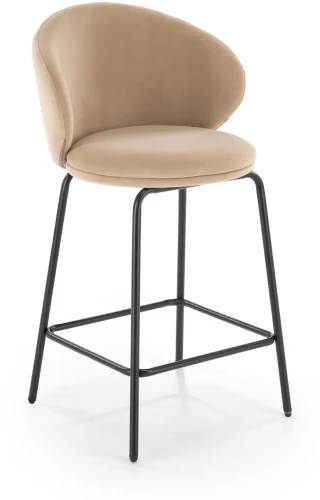 Hoker barowy H121 tapicerowany nowoczesny z oparciem do kuchni beżowy