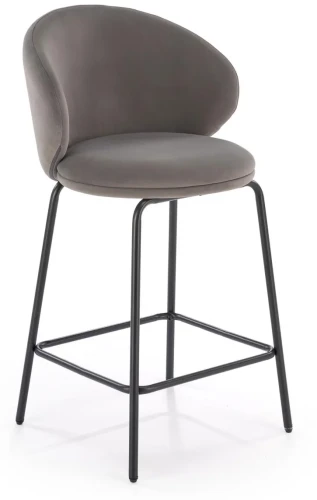 Hoker barowy H121 tapicerowany nowoczesny z oparciem do kuchni popielaty