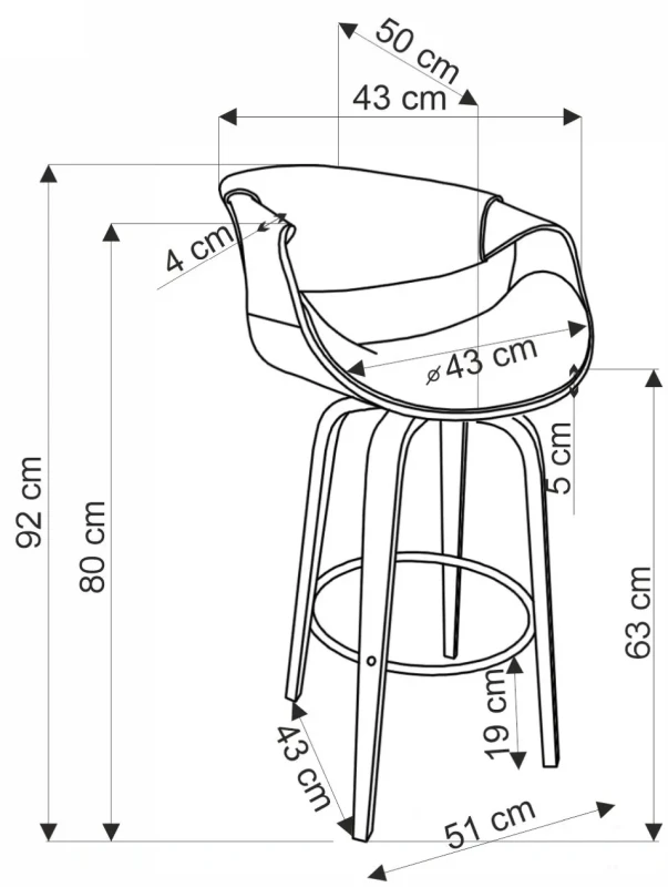 Hoker barowy H123 eco skóra nowoczesny z oparciem do kuchni popielaty/orzechowy
