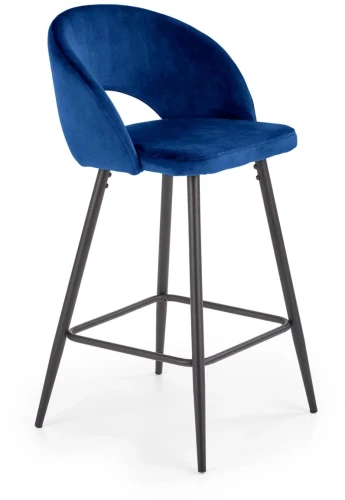 Krzesło barowe H96 nowoczesne tapicerowane tkaniną aksamitną hoker do kuchni jadalni granatowy
