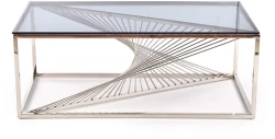 Stolik kawowy Infinity w stylu glamour do salonu 120 cm srebrny/szkło dymione
