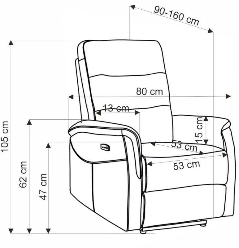 Fotel rozkładany Jamal wypoczynkowy elektryczny z gniazdem USB do salonu beżowy
