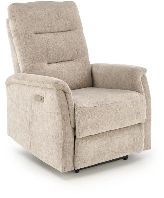 Fotel rozkładany Jamal wypoczynkowy elektryczny z gniazdem USB do salonu beżowy