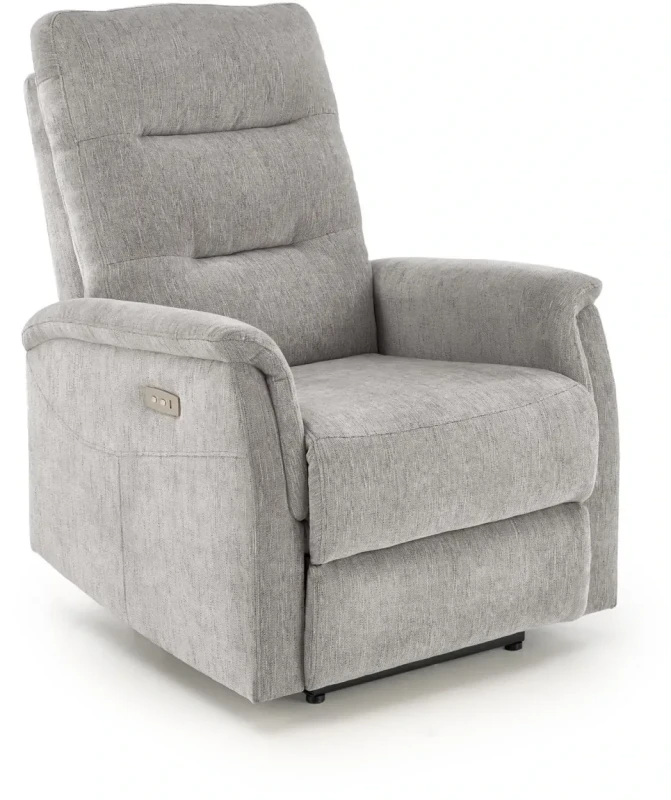 Fotel rozkładany Jamal wypoczynkowy elektryczny z gniazdem USB do salonu popielaty