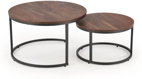 Zestaw 2 stolików kawowych Java okrągłe do salonu orzechowy/czarny