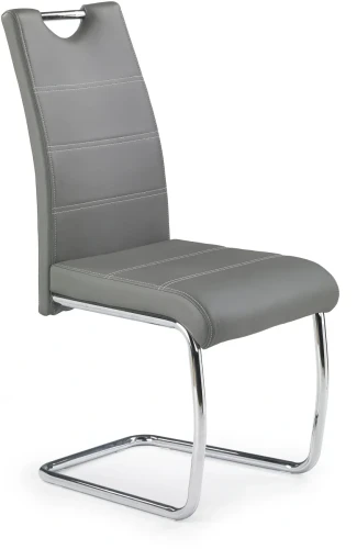 Krzesło tapicerowane K211 z uchwytem ekoskóra na płozach do jadalni popielaty