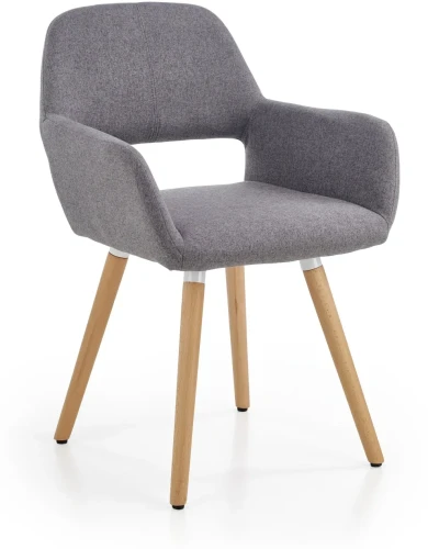 Krzesło tapicerowane K283 z podłokietnikami skandynawskie do jadalni popielaty