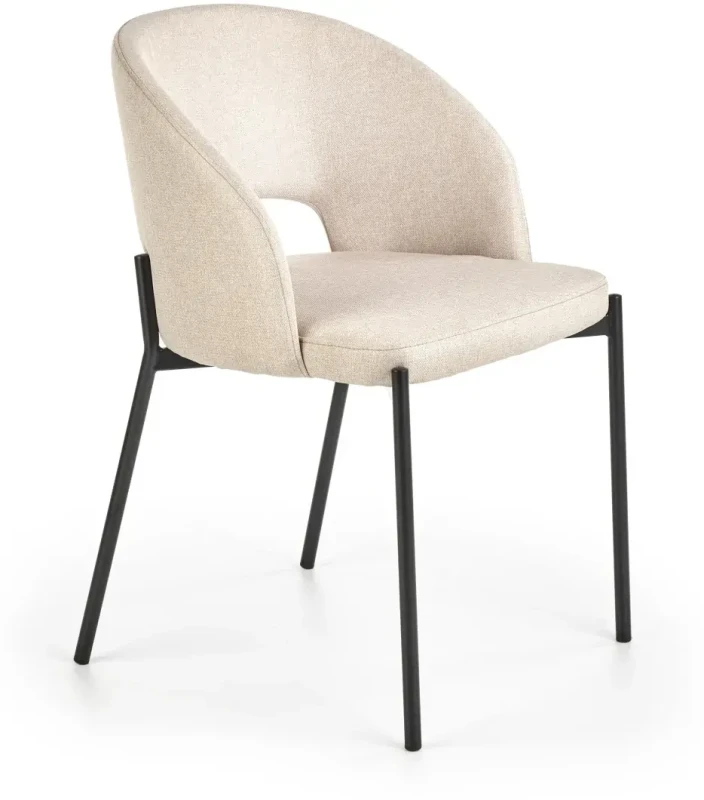 Krzesło tapicerowane K373 z wycięciem w oparciu kubełkowe do jadalni beżowy