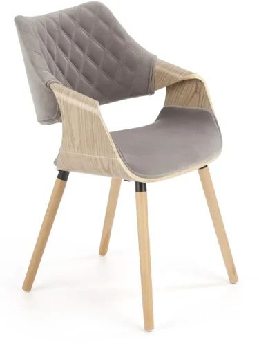 Krzesło K396 tapicerowane do jadalni popielaty/jasny dąb