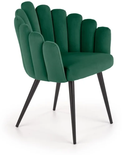 Krzesło K410 tapicerowane do jadalni ciemny zielony/czarny