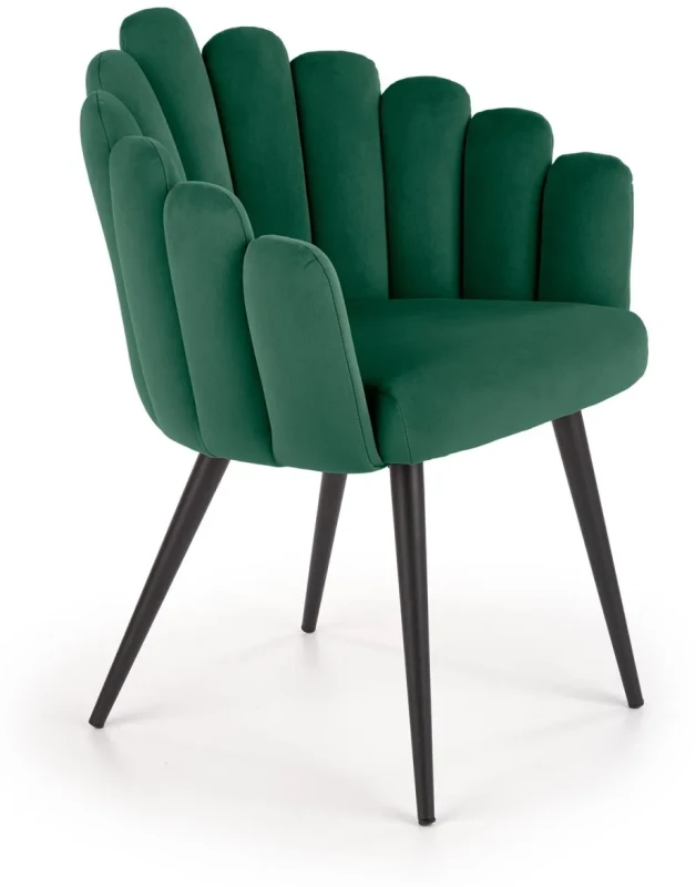 Krzesło K410 tapicerowane do jadalni ciemny zielony/czarny