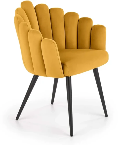 Krzesło K410 tapicerowane do jadalni musztardowy/czarny
