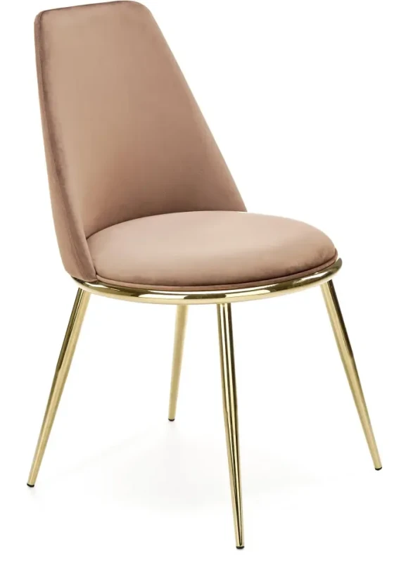 Krzesło K460 tapicerowane do jadalni beżowy/złoty