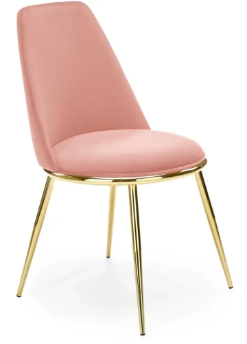 Krzesło K460 tapicerowane do jadalni różowy/złoty