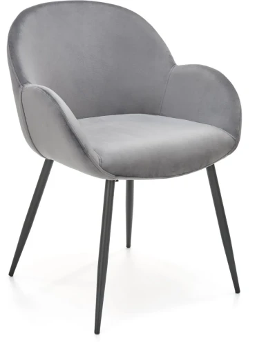 Krzesło tapicerowane K480 z podłokietnikami nowoczesne do jadalni popielaty