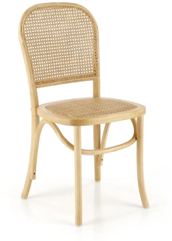 Krzesło rattanowe K502 drewniane boho do jadalni naturalny