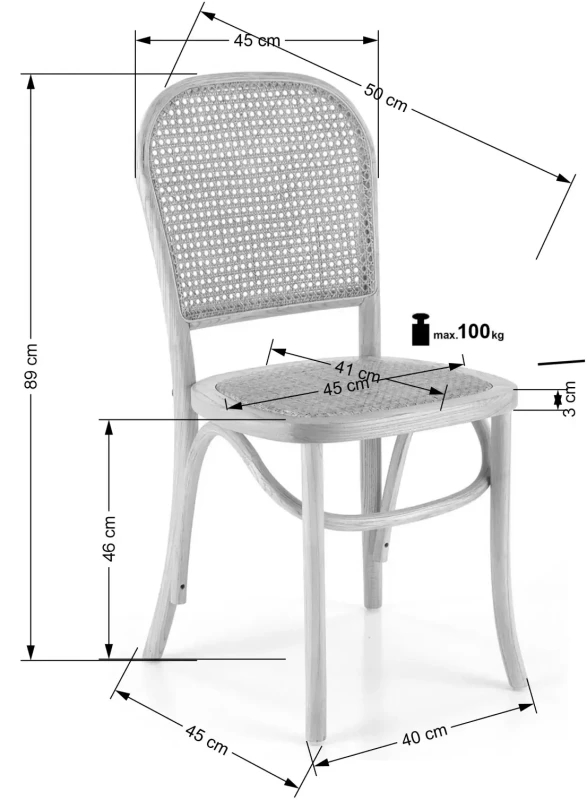 Krzesło rattanowe K502 drewniane boho do jadalni naturalny