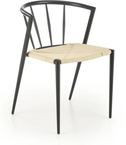 Krzesło metalowe K515 z plecionym siedziskiem nowoczesne do jadalni naturalny