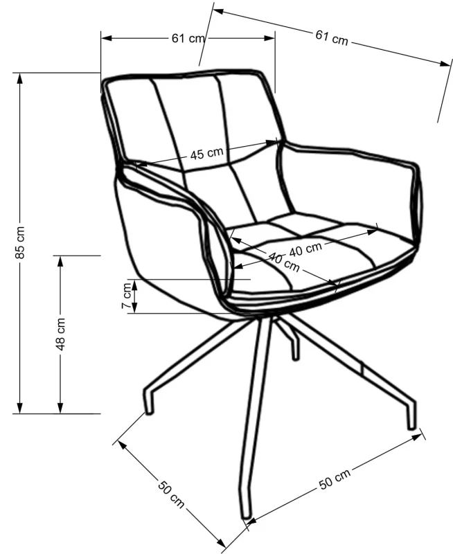 Krzesło obrotowe K523 tapicerowane z eko skóry do jadalni brązowy