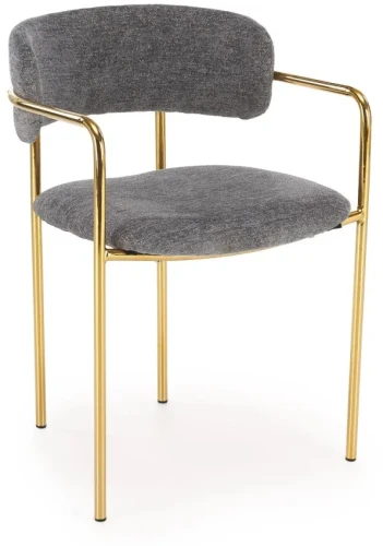 Krzesło tapicerowane K537 z podłokietnikami glamour do salonu popielaty