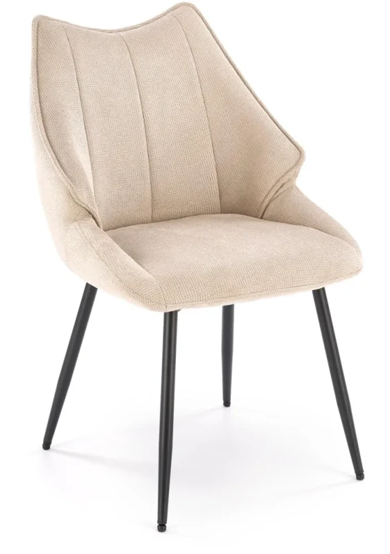 Krzesło tapicerowane K543 kubełkowe nowoczesne z tkaniny VARDO do jadalni beżowy