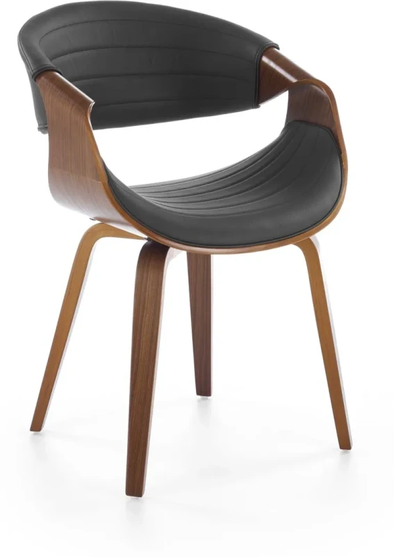 Krzesło drewniane K544 gięte z eco skóry nowoczesne do jadalni czarny/orzechowy