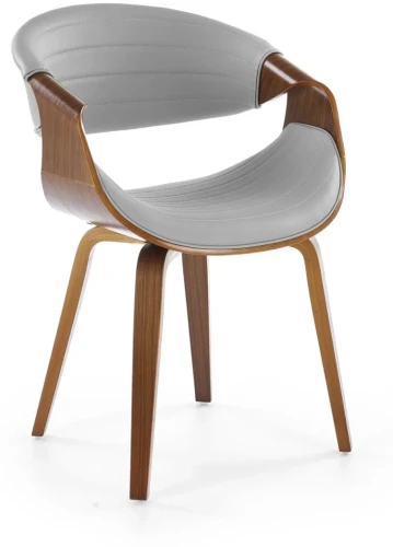 Krzesło drewniane K544 gięte z eco skóry nowoczesne do jadalni popielaty/orzechowy