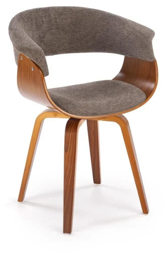 Krzesło drewniane K545 gięte z tkaniny z oparciem do jadalni popielaty/orzechowy