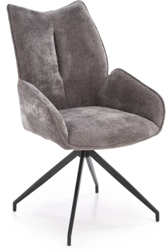 Krzesło obrotowe K553 tapicerowane z wysokim oparciem do jadalni popielaty