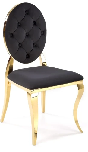 Krzesło tapicerowane K556 glamour welurowe eleganckie do jadalni czarny/złoty