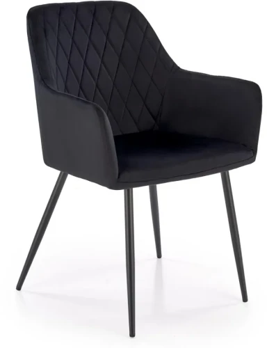 Krzesło tapicerowane K558 welurowe z podłokietnikami do jadalni czarny