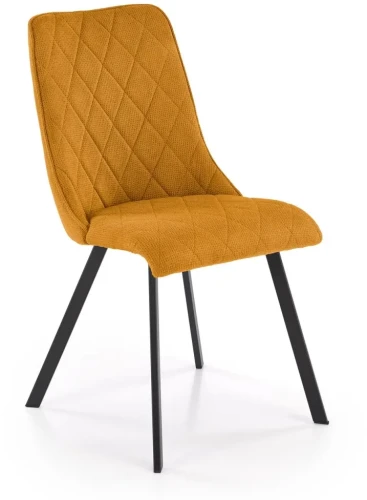 Krzesło tapicerowane K561 z metalowymi nogami do jadalni musztardowy