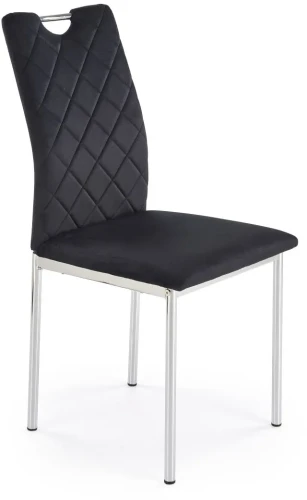 Krzesło tapicerowane K578 welurowe pikowane z oparciem do jadalni czarny/srebrny