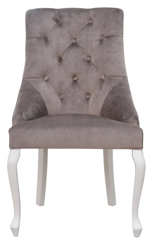 Krzesło Madam Chesterfield nogi ludwik, kewis 1955, patyna biała