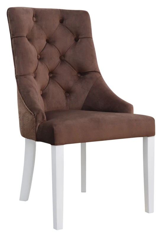 Krzesło Madam Chesterfield, łączenie tkanin, tył falcon 7 (kewis)  reszta pagani 7 (kewis), 14 biały