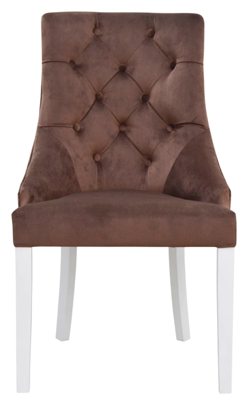 Krzesło Madam Chesterfield, łączenie tkanin, tył falcon 7 (kewis)  reszta pagani 7 (kewis), 14 biały