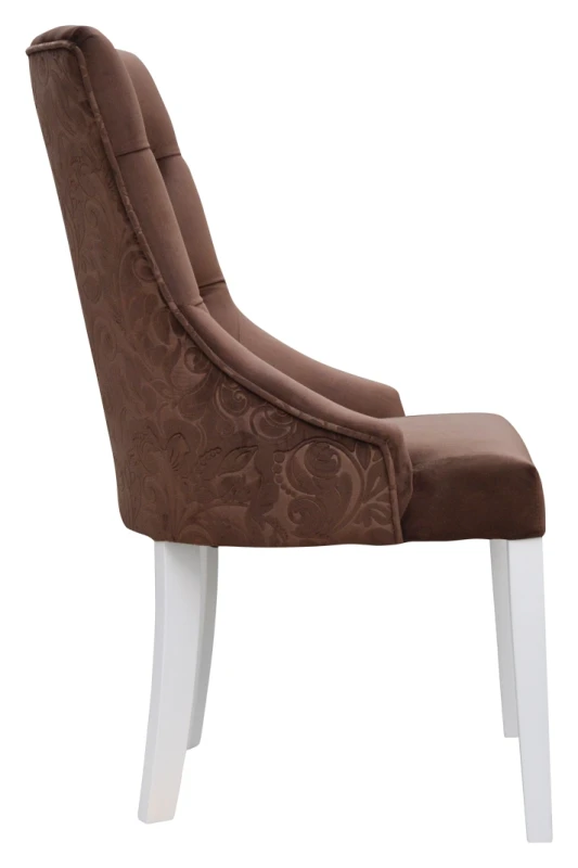 Krzesło Madam Chesterfield, łączenie tkanin, tył falcon 7 (kewis)  reszta pagani 7 (kewis), 14 biały