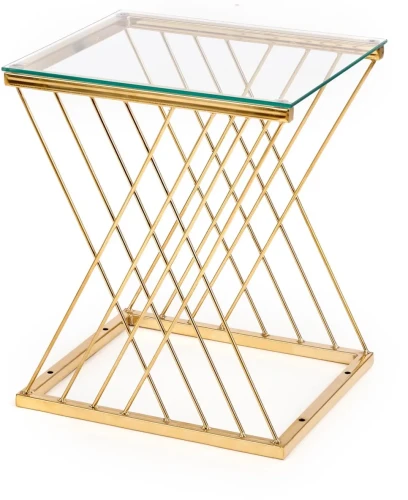 Stolik kawowy Nancy szklany glamour metalowy do salonu 45 cm złoty/transparentny