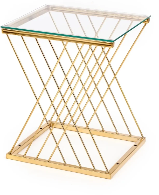 Stolik kawowy Nancy szklany glamour metalowy do salonu 45 cm złoty/transparentny