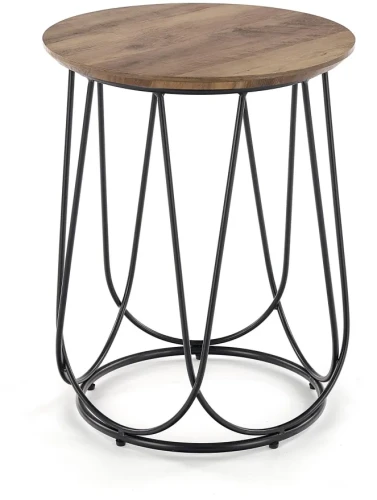 Stolik kawowy Nubira S okrągły loft metalowy do salonu 40 cm czarny/orzechowy