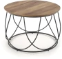 Stolik kawowy Nubira okrągły loft metalowy do salonu 60 cm czarny/orzechowy